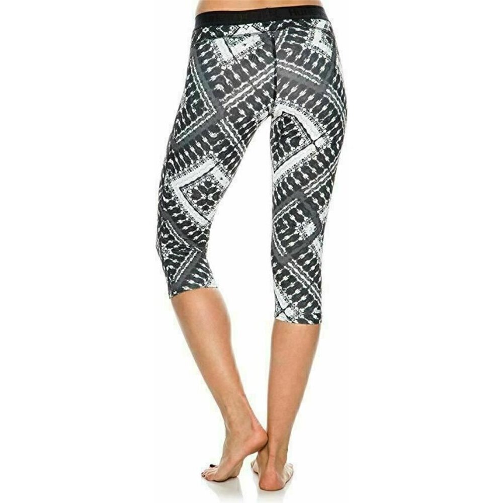 Hurley Women's Nike Dri-Fit Crop Black Grey Print Below The Knee Legging - Picture 2 of 12